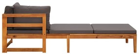 3 pcs conj. lounge de jardim c/ almofadões cinza-escuro acácia