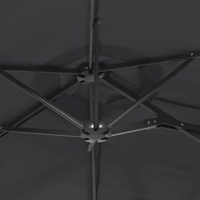 Guarda-sol de jardim c/ cabeça dupla/luzes LED 316x240 cm preto