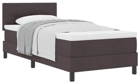 Cama Box com Colchão Castanho Escuro 80x200 cm Tecido