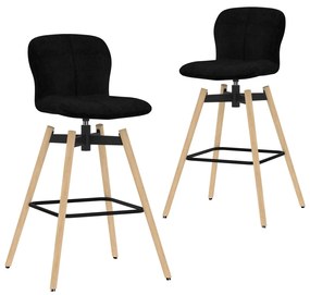 vidaXL Cadeiras de bar giratórias 2 pcs tecido preto