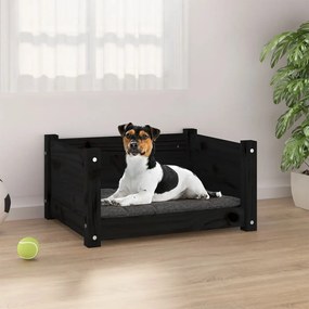 vidaXL Cama para cães 55,5x45,5x28 cm madeira de pinho maciça preto