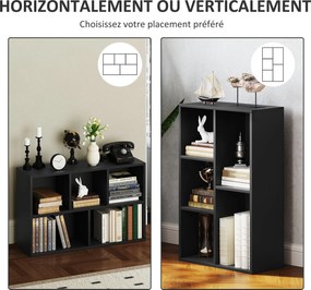 Estante com 5 compartimentos 50 x 24 x 80 cm, para sala de estar, quarto ou escritório, preta