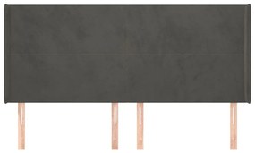 Cabeceira cama c/ abas veludo 183x16x118/128 cm cinzento-escuro