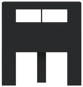 Cabeceira cama c/ LEDs 100x18,5x103,5 cm deriv. madeira preto