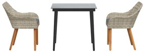 Conjunto de sala de jantar 3 pcs Cinza claro e preto