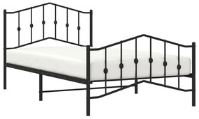 Estrutura de cama com cabeceira e pés 107x203 cm metal preto