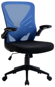 Cadeira de Escritório Ergonômica Giratória com Altura Ajustável Apoio para os Braços e Suporte Lombar Transpirável 62x59x99-107cm Azul e Preto
