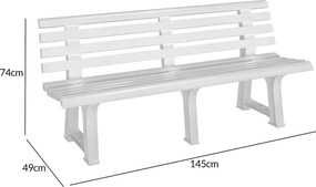 Banco de jardim Orchidea 145x49x74cm em plástico resistente Branco