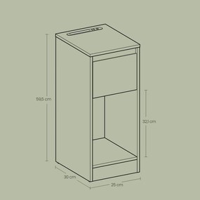 Conjunto 2 mesas de cabeceira 30 x 25 x 59,5 cm com iluminação LED, portas USB e gaveta Pretas