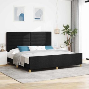 Estrutura de Cama de Tecido Preto vidaXL 200x200 cm