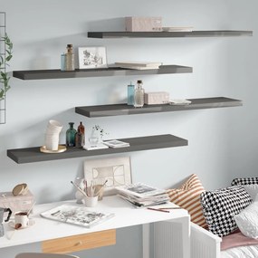 vidaXL Prateleiras de parede suspensas 4 pcs 120x23,5x3,8cm MDF cinza