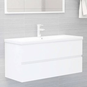 vidaXL Armário lavatório c/lavatório embutido derivados madeira branco