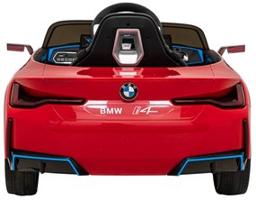 Carro elétrico para Crianças 12V BMW I4 Rodas de EVA, Assento de couro Vermelho