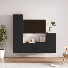 vidaXL Conjunto móveis de TV 4 pcs madeira processada preto