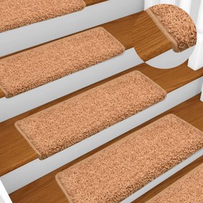 vidaXL Tapetes de escada 10 peças 65x21x4 cm creme com borda retangular