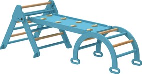 AIYAPLAY Triângulo de Escalada 7 em 1 com Arco e Rampa Escalada para Crianças de Madeira Dobrável para 18-48 Meses 188x70 cm Azul | Aosom Portugal
