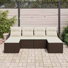 Conjunto de Sofá Jardim vidaXL de 6 peças com Almofadas em Rattan Poli