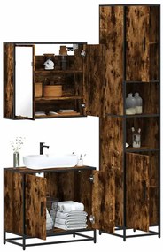 vidaXL 3 pcs conjunto de móveis WC madeira processada carvalho fumado