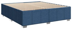 Cama com molas/colchão 200x200 cm tecido azul
