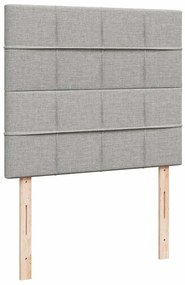 Cama box spring c/ colchão e LED 120x190 cm tecido cinza-claro