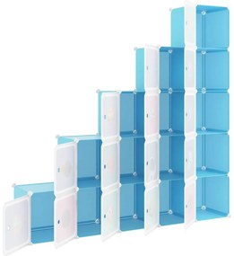 Armário de arrumação c/ cubos para crianças c/ 15 cubos PP azul