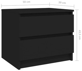 Mesas de cabeceira 2 pcs 50x39x43,5 cm derivados madeira preto