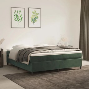 vidaXL Estrutura de cama com molas 160x200 cm veludo verde-escuro
