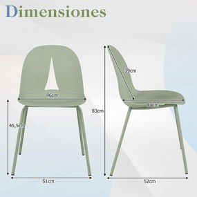 Conjunto de 4 Cadeiras de Sala de Jantar, 52 x 51,5 x 83 cm (MESA NÃO INCLUIDA), Encosto Triangular Perfurado, Multicolor