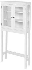 kleankin Armário de banheiro sobre vaso sanitário Armário alto para máquina de lavar com portas de vidro 70x24,5x160 cm Branco | Aosom Portugal