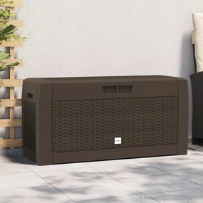 vidaXL Caixa de arrumação p/ jardim 119x48x60cm polipropileno castanho