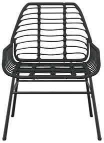3 pcs conjunto de jantar para jardim vime PE vidro preto