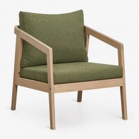 Poltrona De Jardim Em Madeira De Acácia Kaela Marrom Acácia Claro & Bouclé Verde Sálvia - Sklum