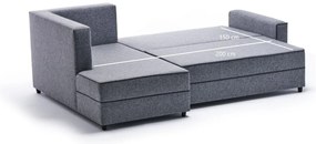 Sofá-Cama de Canto Ece – Cinzento – 242x88x90 cm