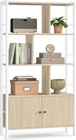 Estante com 4 prateleiras abertas 30 x 74 x 154,5 cm em bege natural-branco