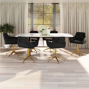 vidaXL Cadeiras de jantar giratórias 6 pcs veludo preto