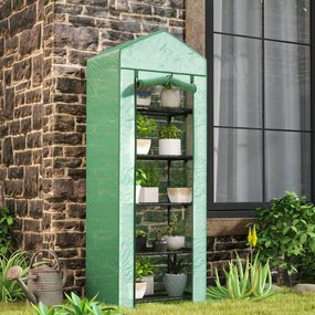 Estufa de jardim com 5 prateleiras, 0,69 x 0,49 x 1,93 m, em aço com lona removível em PE verde