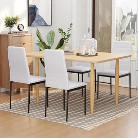 Cadeiras para Mesa de Jantar (NÃO INCLUIDA) Conjunto de 4 Cadeira de Cozinha Estofadas em Linho e Pés de Metal 41x50x97cm Branco
