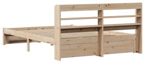 Estrutura cama c/ cabeceira 140x190 cm pinho maciço