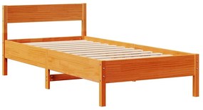 Cama sem colchão 90x200 cm pinho maciço castanho-mel