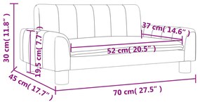 Sofá infantil 70x45x30 cm tecido cinzento-acastanhado