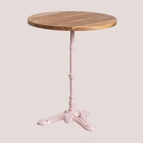 Mesa De Bar Redonda Em Madeira De Acácia Azteca Madeira De Acácia - Rosa Algodão Doce & Ø60 Cm - Sklum