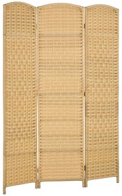 HOMCOM Biombo Dobrável de 3 Painéis Divisor de Ambientes 135x180 cm Ecrã de Privacidade de Polipropileno Madeira | Aosom Portugal
