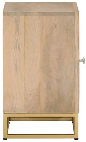 Mesa de cabeceira 40x30x50 cm madeira de mangueira maciça/ferro