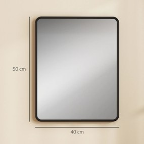 Espelho de parede retangular 50 x 40 cm, espelho decorativo moderno com moldura de metal para sala de estar, entrada, corredor, preto