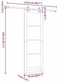 Porta Deslizante vidaXL com Conjunto de Hardware Branco 78x232 cm Made