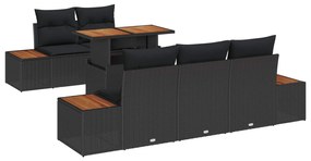 vidaXL Conjunto de Sofá de Jardim 6 pcs Preto Rattan Sintético