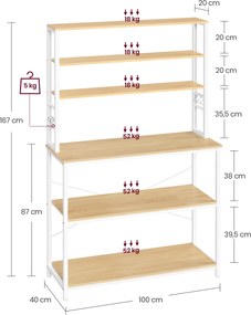 Armario de cozinha design industrial 40 x 100 x 167 cm cor carvalho + branco
