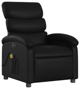 Poltrona massagens reclinável elétrica couro artificial preto