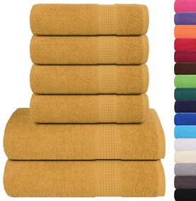 6pcs Conjunto toalhas banho 360 gsm 100% algodão dourado