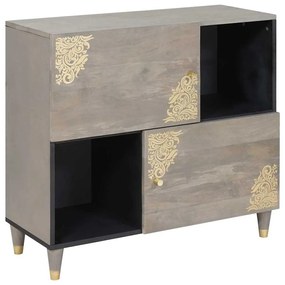 vidaXL Buffet Cinza e Ouro 80 x 33 x 75 cm Madeira de manga maciça